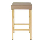 Sgabello da bar dorato senza schienale, altezza bancone 66 cm, cuscino in vinile, completamente assemblato