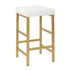 Sgabello da bar dorato senza schienale, altezza bancone 66 cm, cuscino in vinile, completamente assemblato