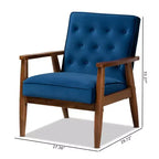Poltrona lounge imbottita in velluto Mid-Century, con bottoni trapuntati, struttura in legno di gomma