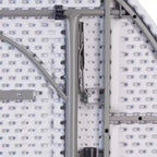 Tavolo pieghevole rotondo da banchetto e per eventi in plastica granitica bianca, bi-fold, da 1,80 m, con maniglia per il trasporto