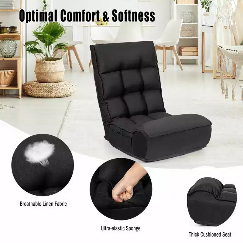 Sedia da pavimento pieghevole Costway a 4 posizioni "Lazy Sofa" con schienale e poggiatesta regolabili