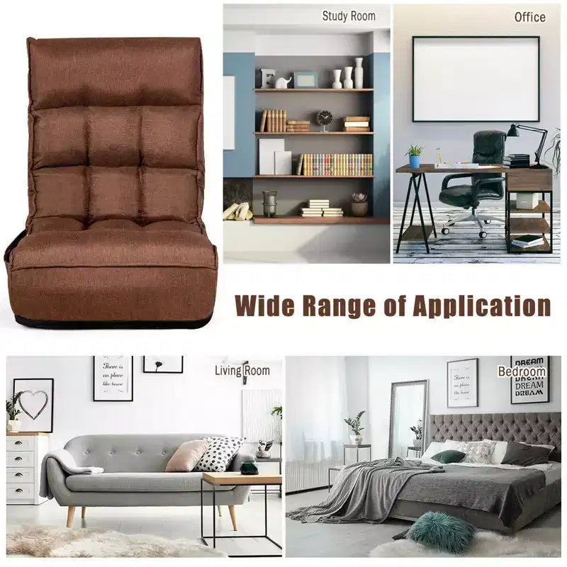 Sedia da pavimento pieghevole Costway a 4 posizioni "Lazy Sofa" con schienale e poggiatesta regolabili