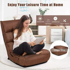 Sedia da pavimento pieghevole Costway a 4 posizioni "Lazy Sofa" con schienale e poggiatesta regolabili