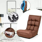 Sedia da pavimento pieghevole Costway a 4 posizioni "Lazy Sofa" con schienale e poggiatesta regolabili