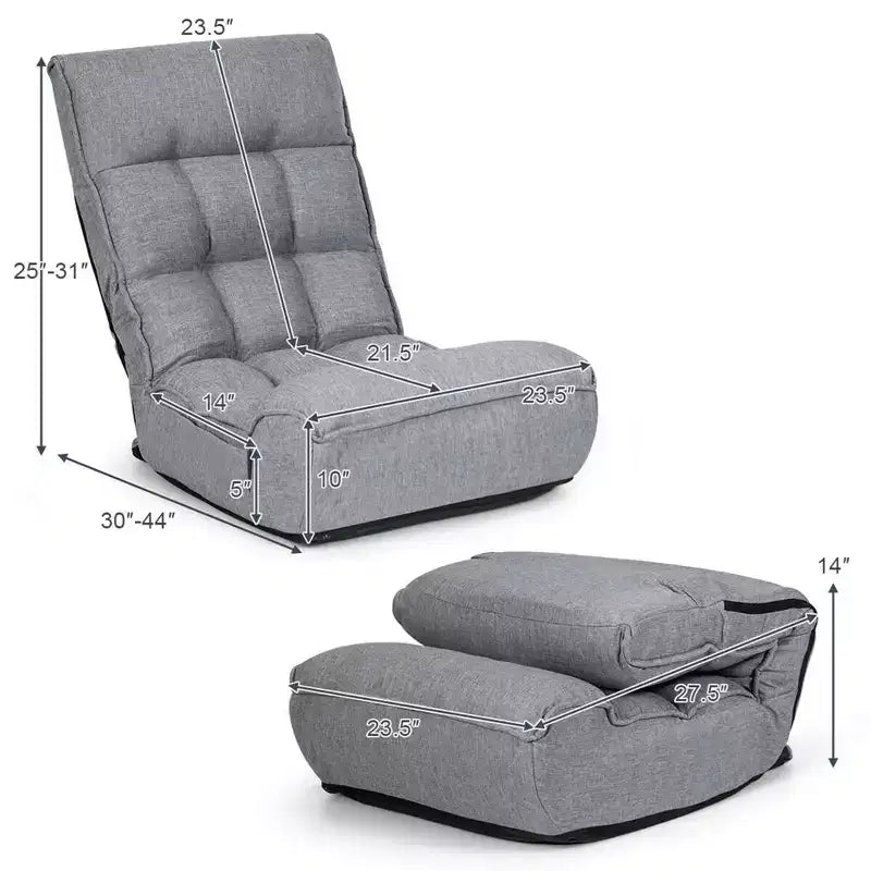 Sedia da pavimento pieghevole Costway a 4 posizioni "Lazy Sofa" con schienale e poggiatesta regolabili