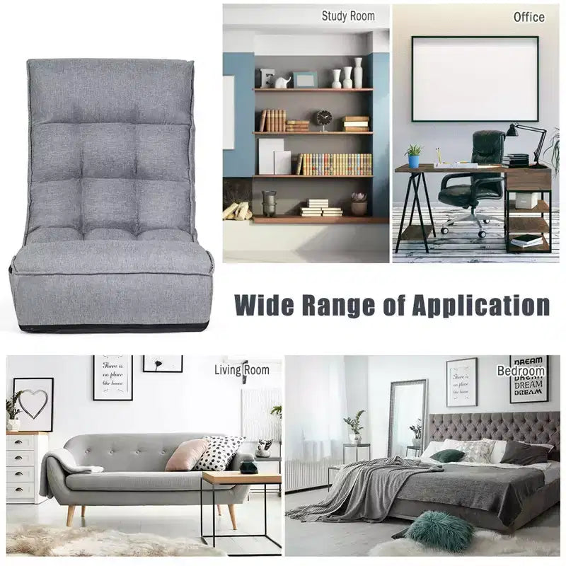 Sedia da pavimento pieghevole Costway a 4 posizioni "Lazy Sofa" con schienale e poggiatesta regolabili
