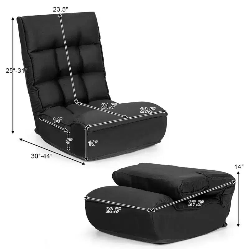 Sedia da pavimento pieghevole Costway a 4 posizioni "Lazy Sofa" con schienale e poggiatesta regolabili