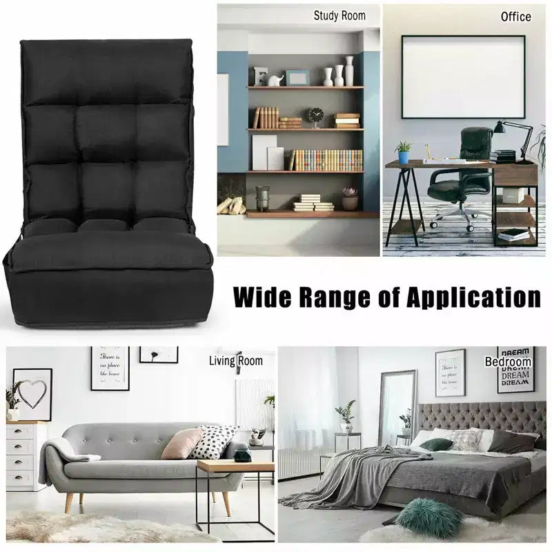 Sedia da pavimento pieghevole Costway a 4 posizioni "Lazy Sofa" con schienale e poggiatesta regolabili
