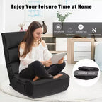 Sedia da pavimento pieghevole Costway a 4 posizioni "Lazy Sofa" con schienale e poggiatesta regolabili