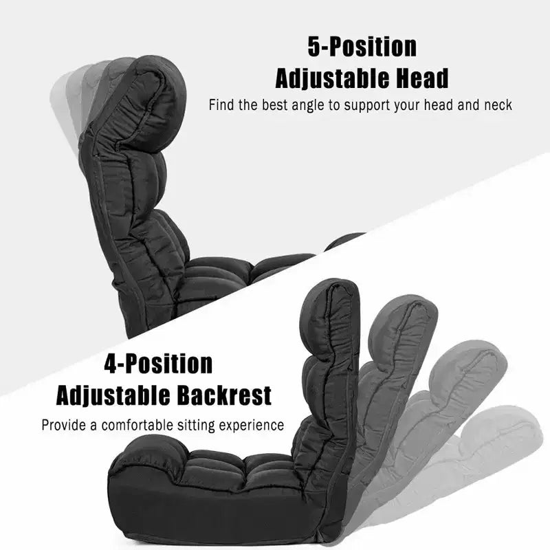 Sedia da pavimento pieghevole Costway a 4 posizioni "Lazy Sofa" con schienale e poggiatesta regolabili