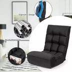 Sedia da pavimento pieghevole Costway a 4 posizioni "Lazy Sofa" con schienale e poggiatesta regolabili