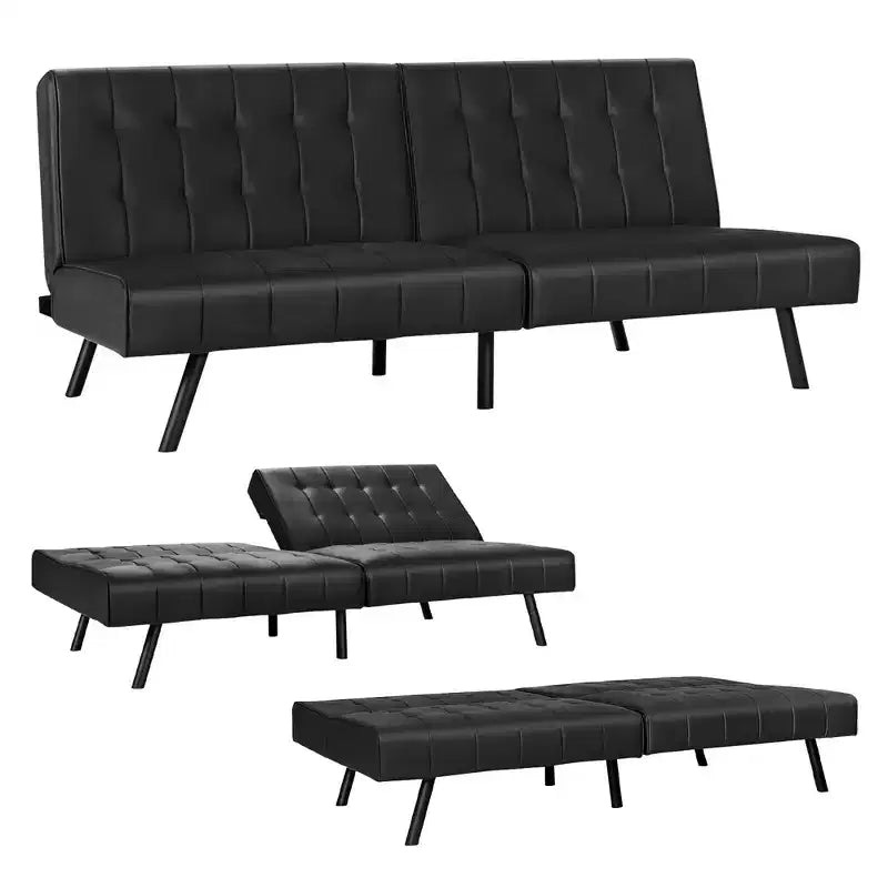 Divano letto futon Costway, in similpelle PU, pieghevole e convertibile, bianco/nero/grigio