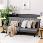Divano letto futon Costway, in similpelle PU, pieghevole e convertibile, bianco/nero/grigio