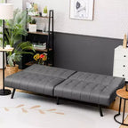 Divano letto futon Costway, in similpelle PU, pieghevole e convertibile, bianco/nero/grigio