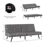 Divano letto futon Costway, in similpelle PU, pieghevole e convertibile, bianco/nero/grigio