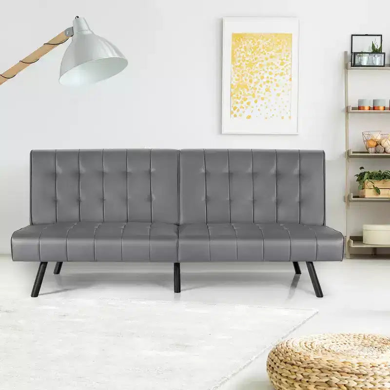 Divano letto futon Costway, in similpelle PU, pieghevole e convertibile, bianco/nero/grigio