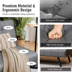Divano letto futon Costway, in similpelle PU, pieghevole e convertibile, bianco/nero/grigio