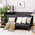 Divano letto futon Costway, in similpelle PU, pieghevole e convertibile, bianco/nero/grigio
