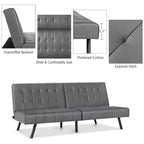 Divano letto futon Costway, in similpelle PU, pieghevole e convertibile, bianco/nero/grigio