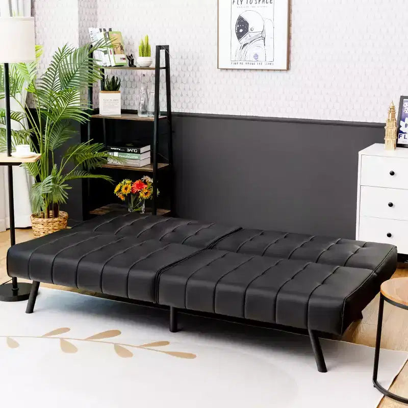 Divano letto futon Costway, in similpelle PU, pieghevole e convertibile, bianco/nero/grigio
