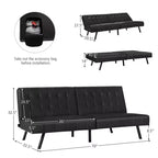 Divano letto futon Costway, in similpelle PU, pieghevole e convertibile, bianco/nero/grigio