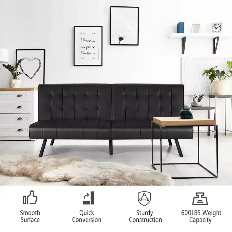 Divano letto futon Costway, in similpelle PU, pieghevole e convertibile, bianco/nero/grigio