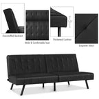 Divano letto futon Costway, in similpelle PU, pieghevole e convertibile, bianco/nero/grigio