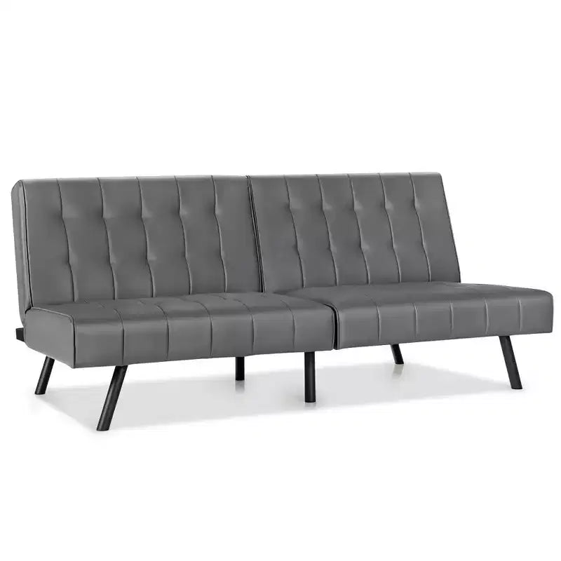 Divano letto futon Costway, in similpelle PU, pieghevole e convertibile, bianco/nero/grigio