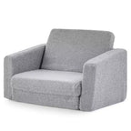 Costway 2-in-1 Toddler Fold out Couch Childrens Convertible Sofa to Lounger Grey