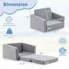 Divano convertibile 2-in-1 per bambini da Costway, divanetto pieghevole per bambini in grigio