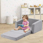 Divano convertibile 2-in-1 per bambini da Costway, divanetto pieghevole per bambini in grigio