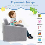 Divano convertibile 2-in-1 per bambini da Costway, divanetto pieghevole per bambini in grigio