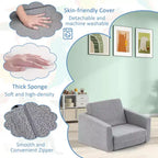 Divano convertibile 2-in-1 per bambini da Costway, divanetto pieghevole per bambini in grigio