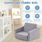 Divano convertibile 2-in-1 per bambini da Costway, divanetto pieghevole per bambini in grigio