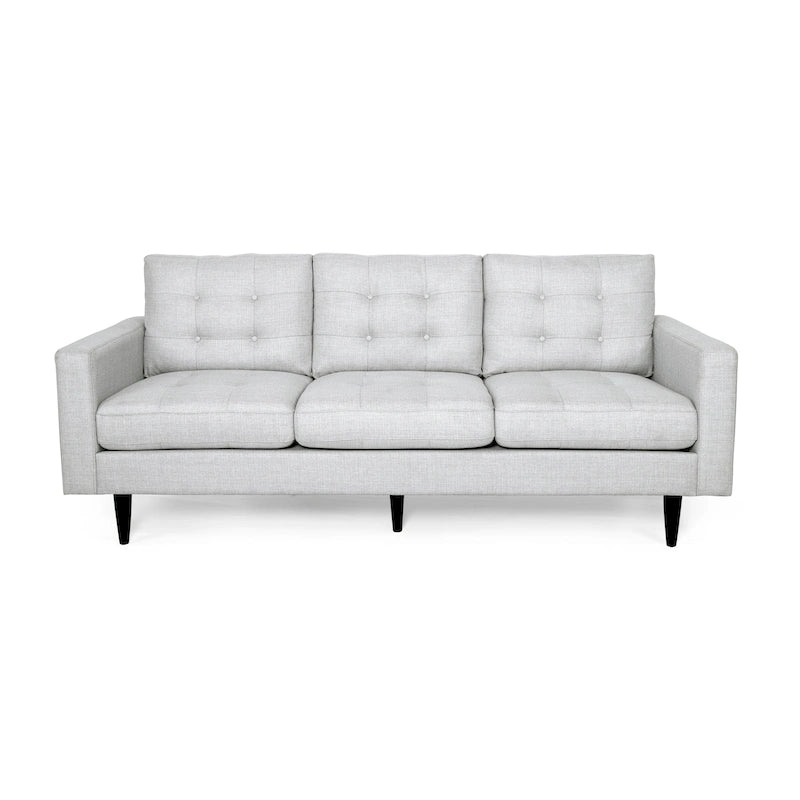 3-Seat Tufted Fabric Sofa with Track Arms & Plush Cushions