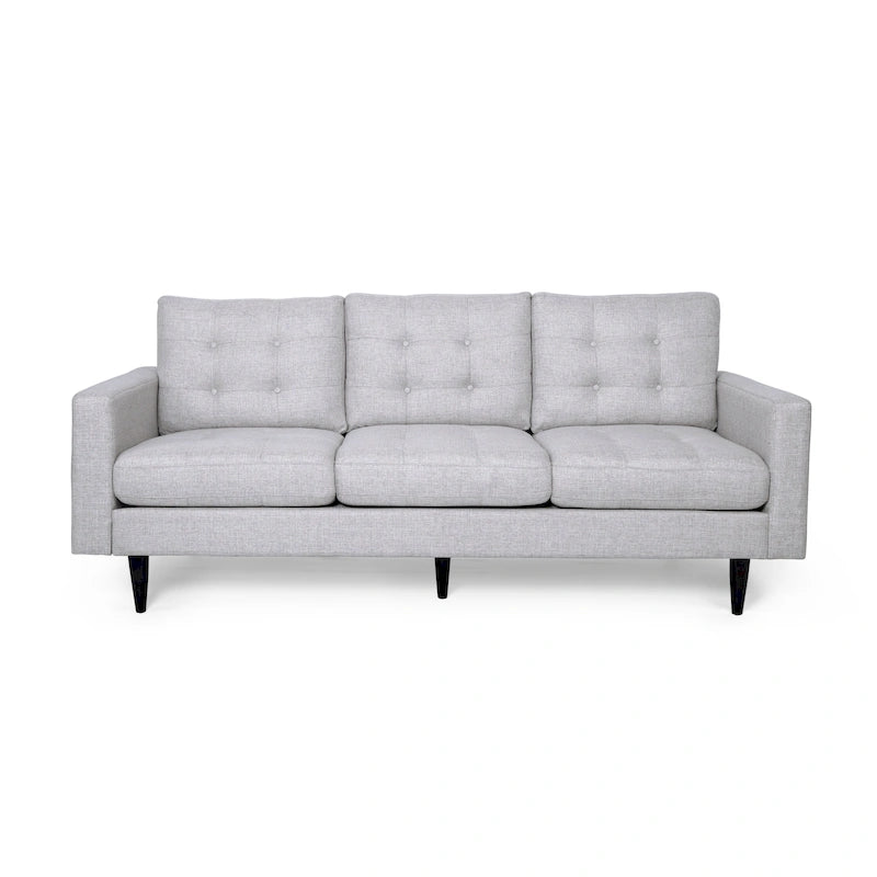 3-Seat Tufted Fabric Sofa with Track Arms & Plush Cushions