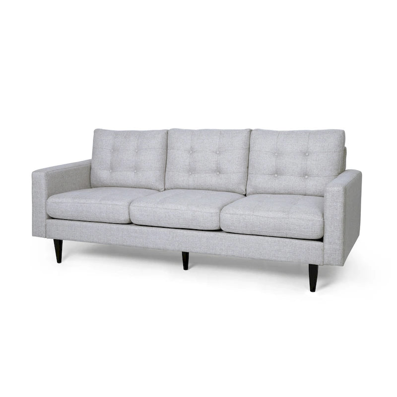 3-Seat Tufted Fabric Sofa with Track Arms & Plush Cushions