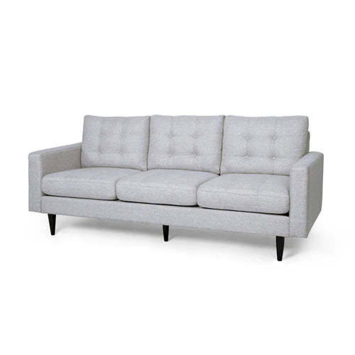 3-Seat Tufted Fabric Sofa with Track Arms & Plush Cushions