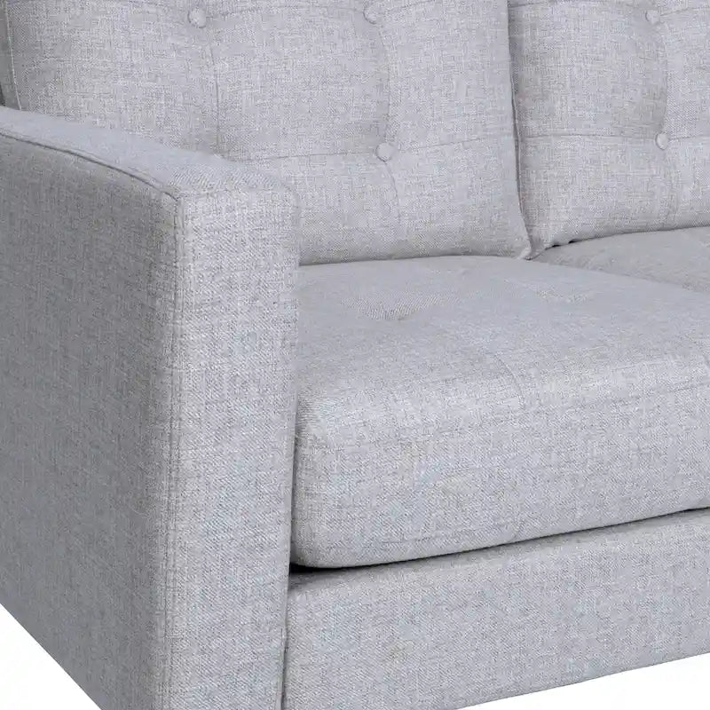 3-Seat Tufted Fabric Sofa with Track Arms & Plush Cushions