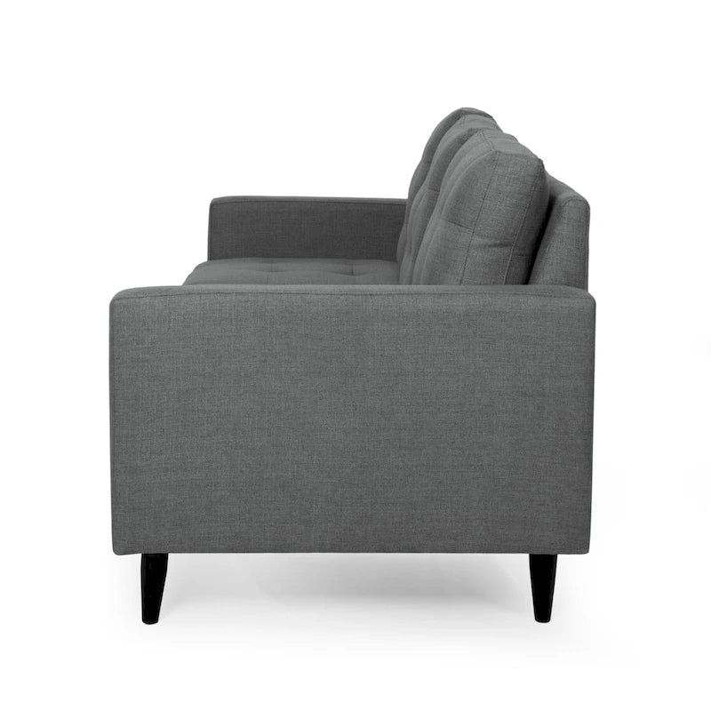 3-Seat Tufted Fabric Sofa with Track Arms & Plush Cushions