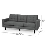 3-Seat Tufted Fabric Sofa with Track Arms & Plush Cushions