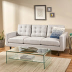 3-Seat Tufted Fabric Sofa with Track Arms & Plush Cushions
