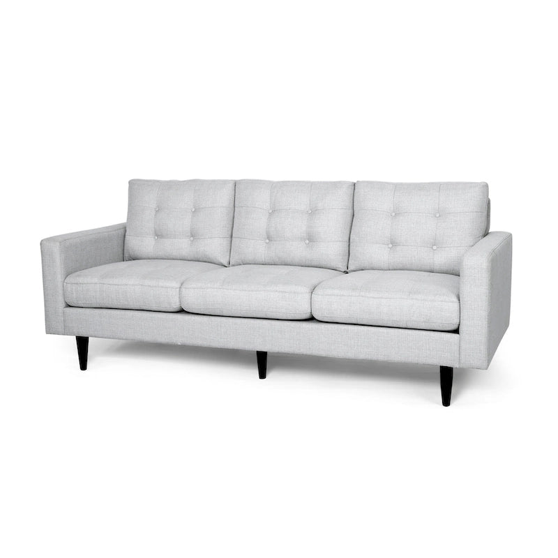 3-Seat Tufted Fabric Sofa with Track Arms & Plush Cushions