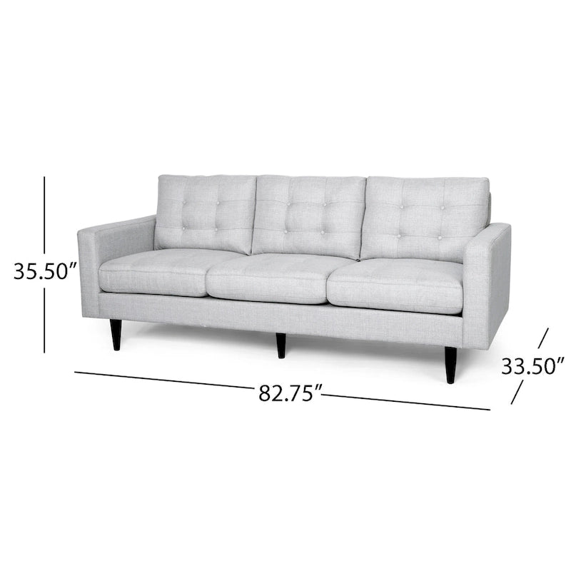 3-Seat Tufted Fabric Sofa with Track Arms & Plush Cushions