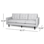 3-Seat Tufted Fabric Sofa with Track Arms & Plush Cushions