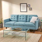 3-Seat Tufted Fabric Sofa with Track Arms & Plush Cushions