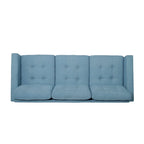 3-Seat Tufted Fabric Sofa with Track Arms & Plush Cushions