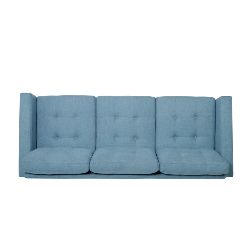 3-Seat Tufted Fabric Sofa with Track Arms & Plush Cushions