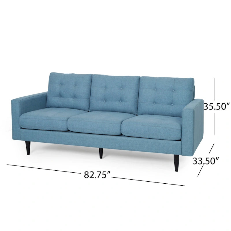 3-Seat Tufted Fabric Sofa with Track Arms & Plush Cushions
