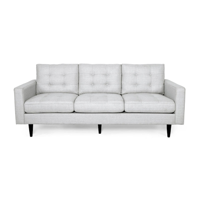 3-Seat Tufted Fabric Sofa with Track Arms & Plush Cushions